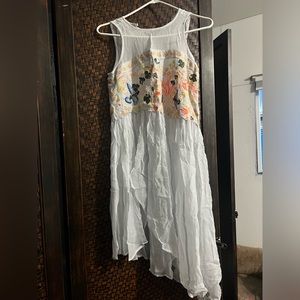 Free People Embellished Blue Bird Sheer High Neck Tunic Top